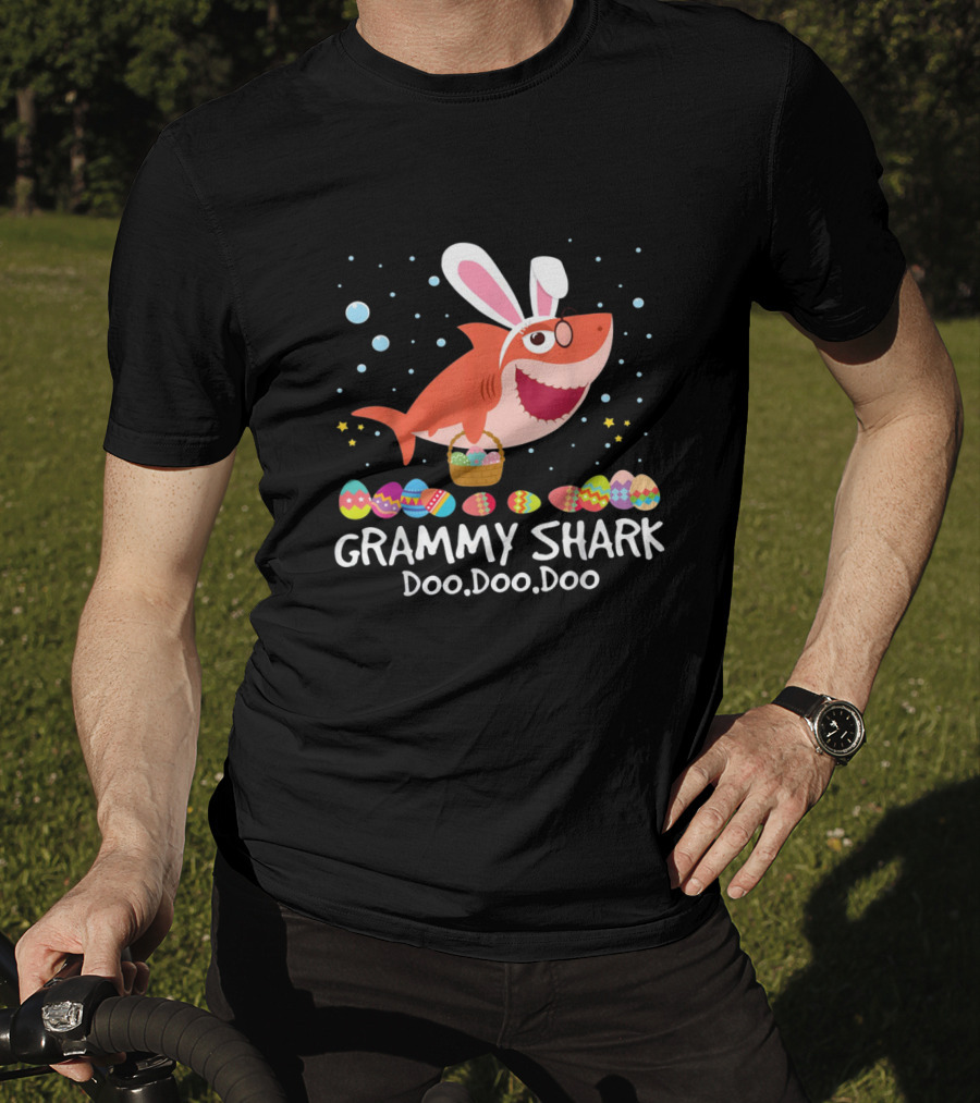 Grammy Shark Doo Doo Doo Easter Bunny Ears And Eggs T-Shirt