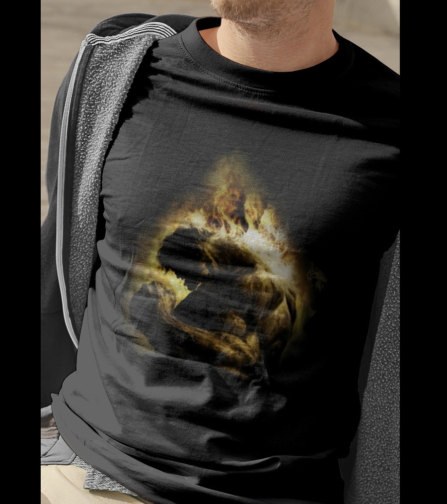 HULK POWER Fiery Silhouette In Strength And Flames T-Shirt