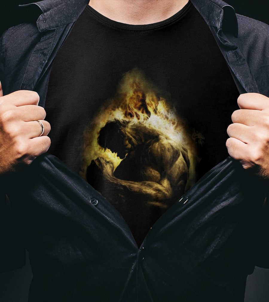 HULK POWER Fiery Silhouette In Strength And Flames T-Shirt