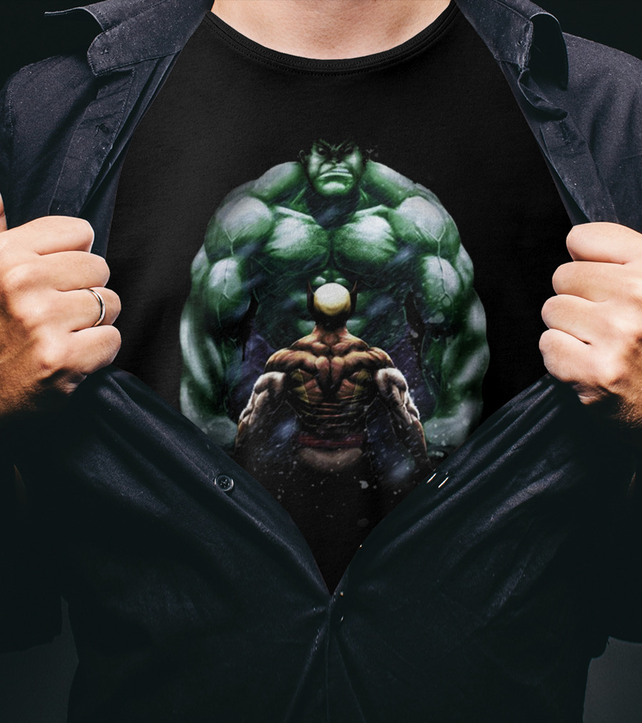 Hulk And Wolverine Epic Showdown Marvel Superheroes Confrontation T-Shirt