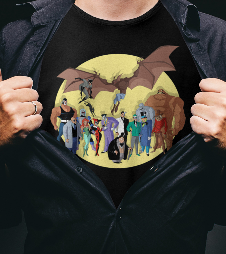 The Rogues Gallery Batman Villains Group With Joker Riddler Catwoman And Penguin Iconic Characters T-Shirt