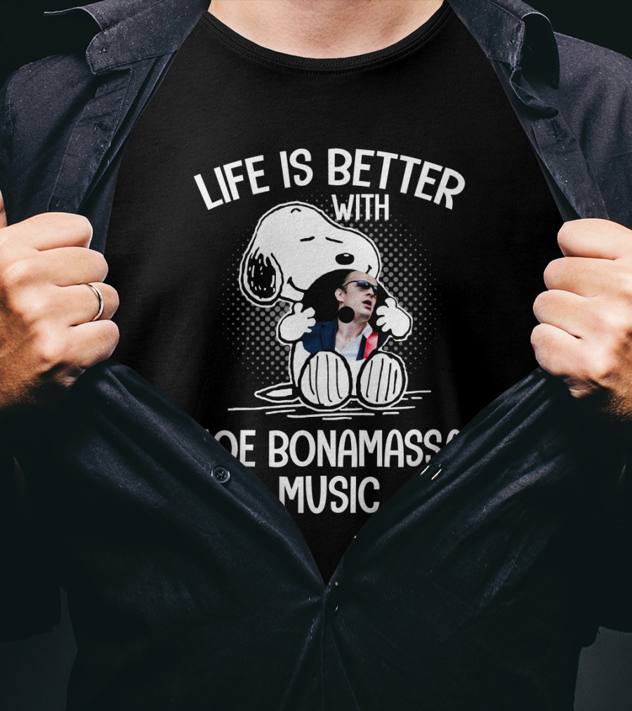 Life Is Better With Snoopy Embracing Joe Bonamassa Music T-Shirt