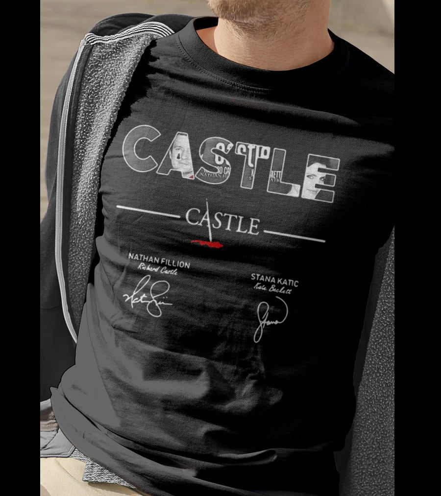 Castle Nathan Fillion Stana Katic Richard Castle Kate Beckett Signatures T-Shirt