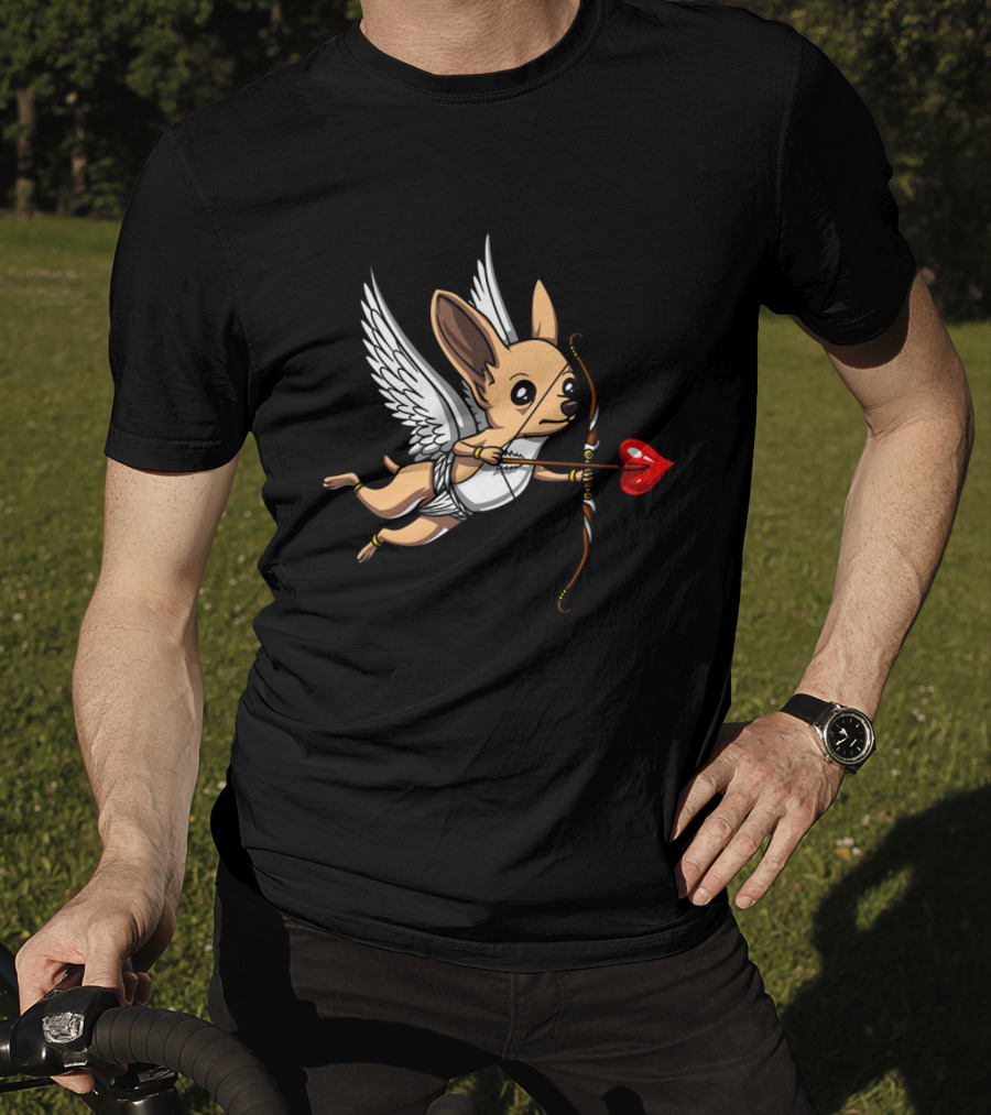 Chihuahua Cupid With Bow And Heart Arrow Wings T-Shirt