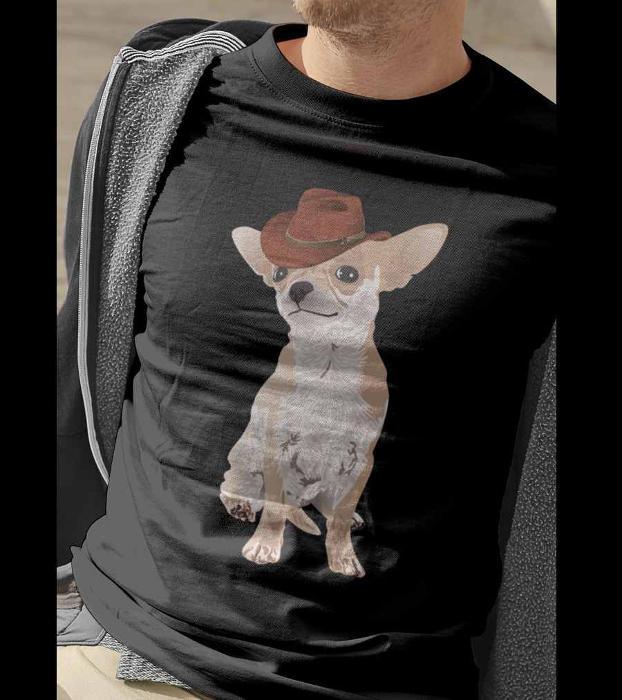 Chihuahua Cowboy With Brown Hat T-Shirt