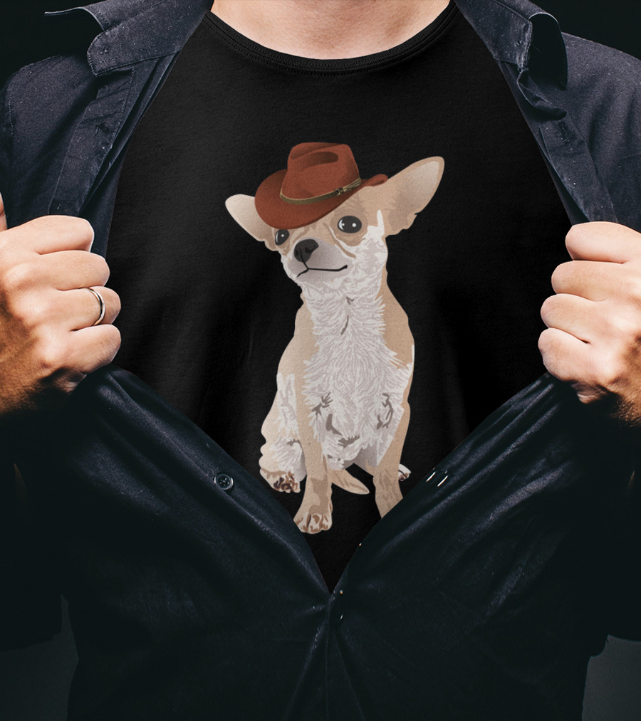 Chihuahua Cowboy With Brown Hat T-Shirt