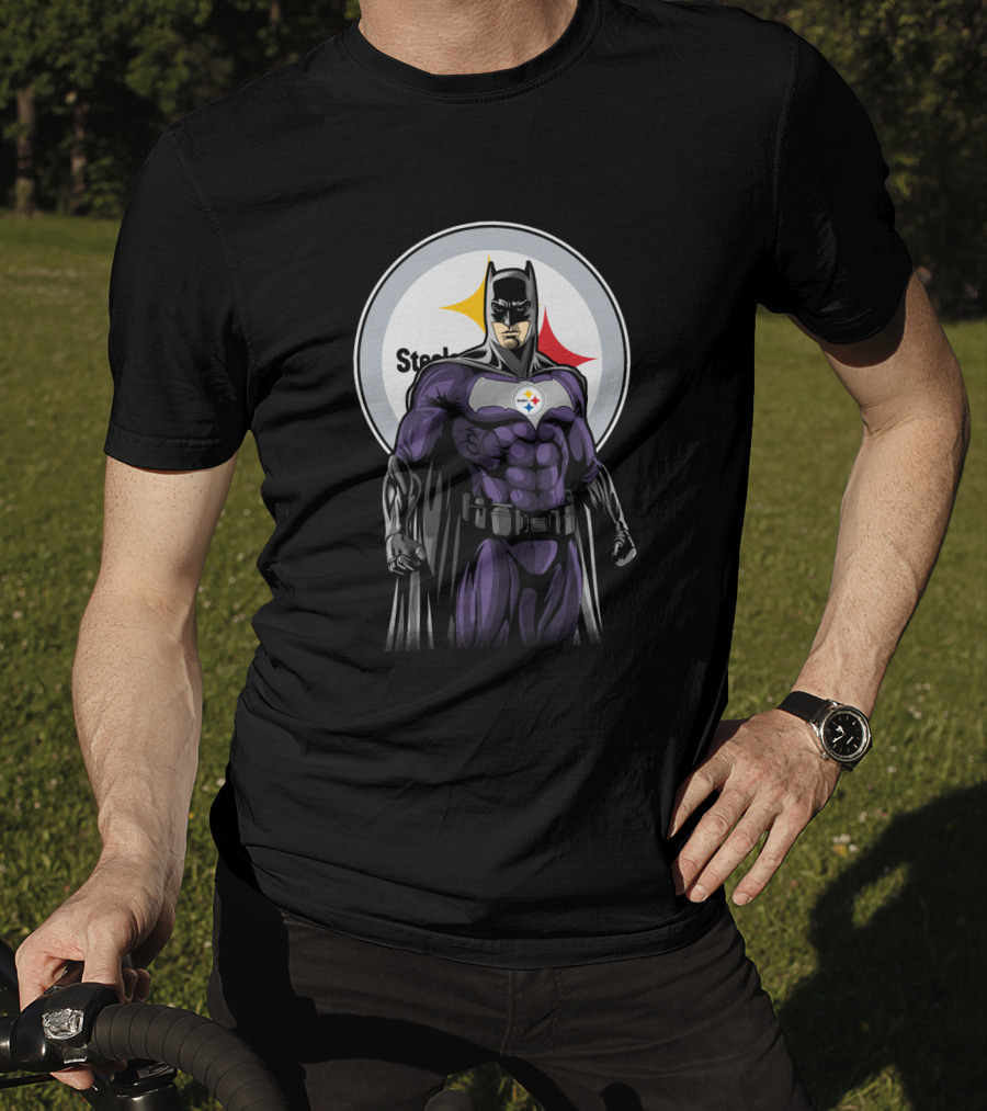 Steelers Superhero Emblem With Iconic Batman T-Shirt