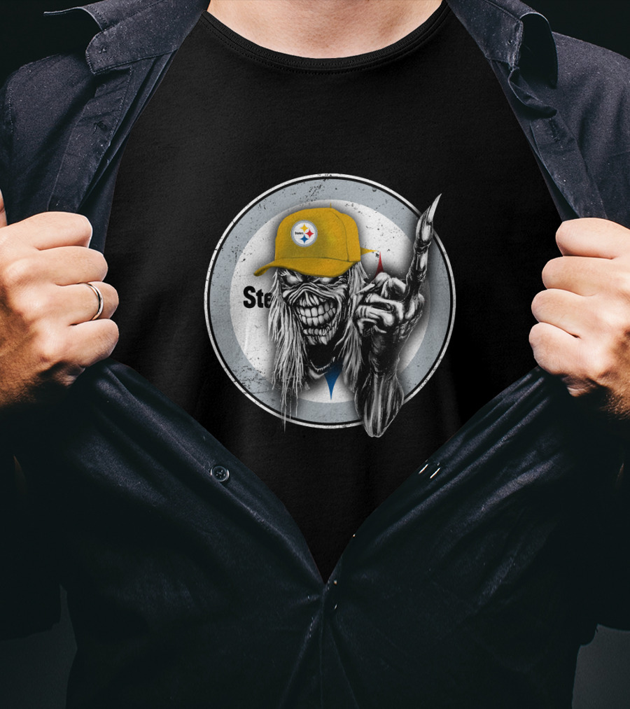 Pittsburgh Steelers Grim Reaper With Logo Cap T-Shirt