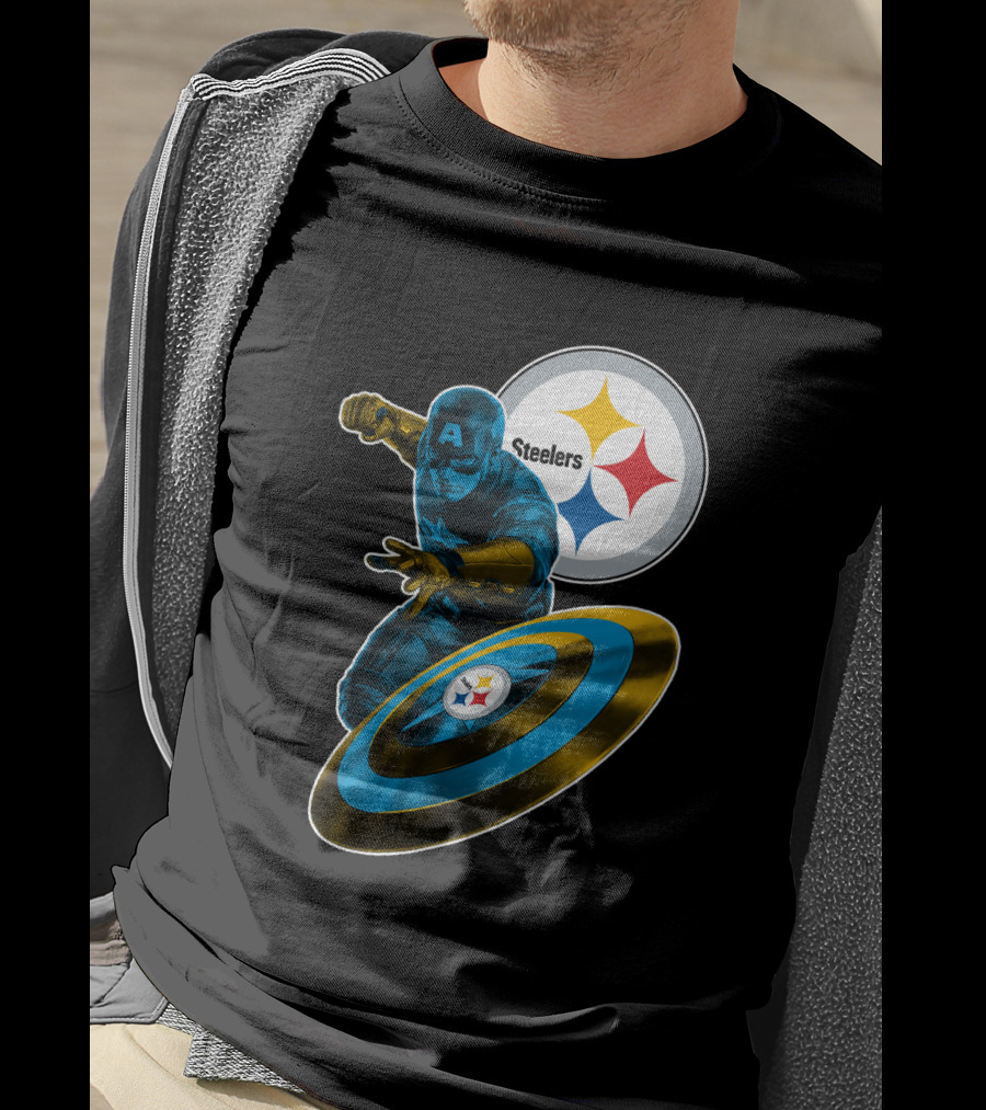 Captain America Pittsburgh Steelers Shield T-Shirt