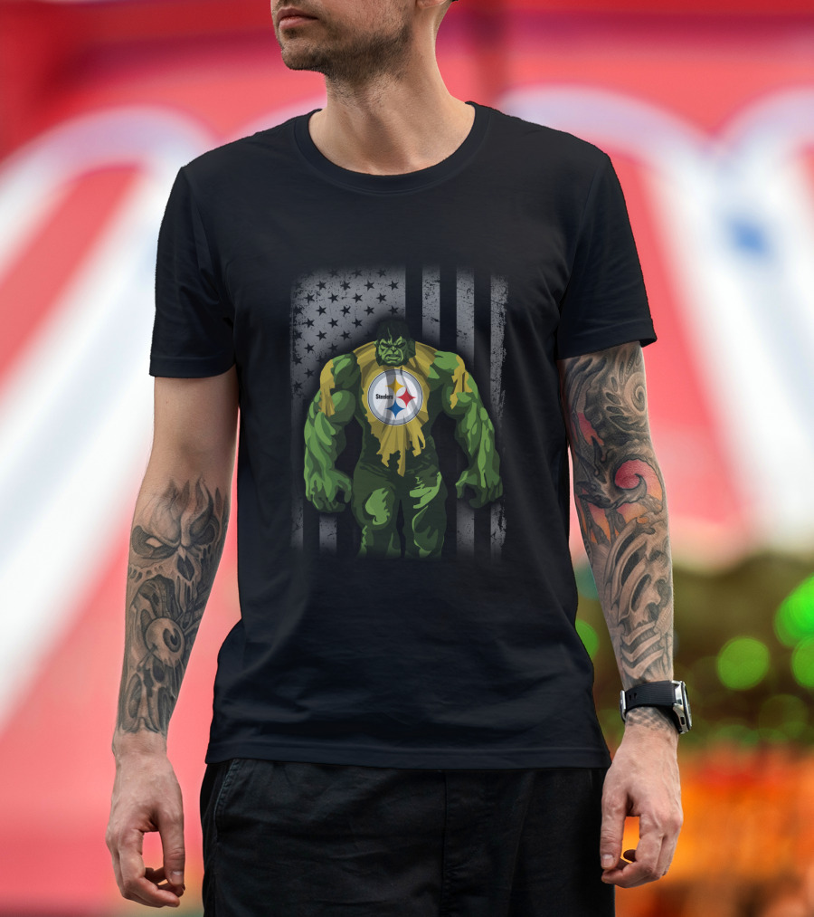 Pittsburgh Steelers Hulk American Flag Mashup T-Shirt
