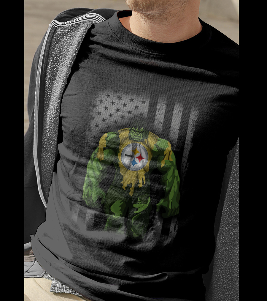 Pittsburgh Steelers Hulk American Flag Mashup T-Shirt