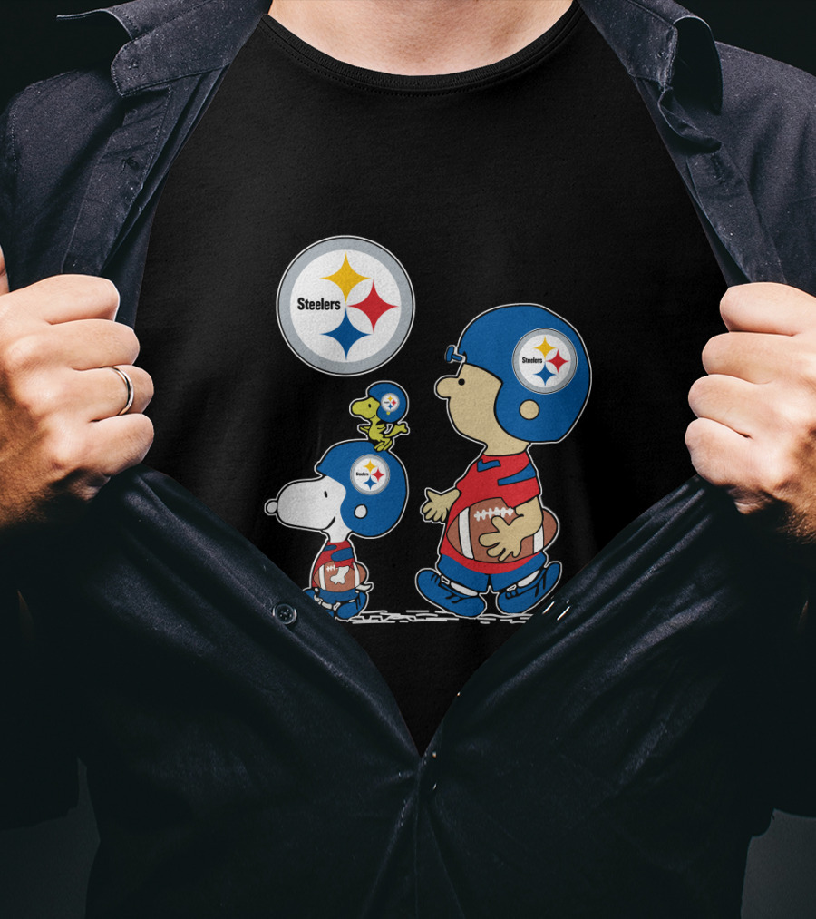 Pittsburgh Steelers Helmet Characters Football Woodstock T-Shirt