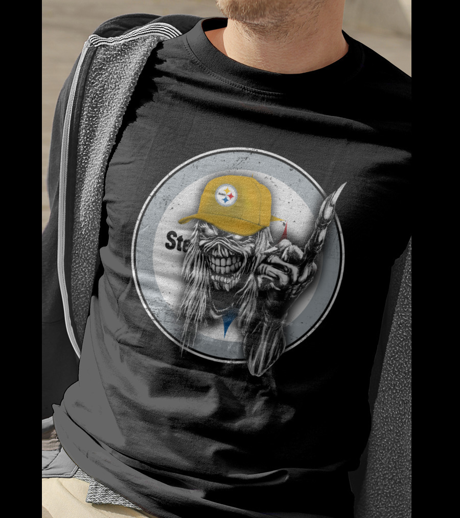 Pittsburgh Steelers Logo Grim Reaper Skeleton T-Shirt