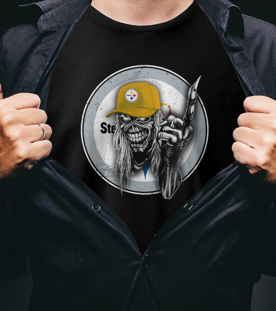 Pittsburgh Steelers Logo Grim Reaper Skeleton T-Shirt