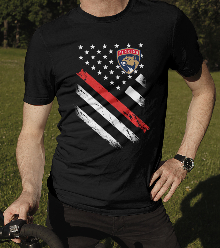 Florida Panthers American Flag Style Red Stripe T-Shirt