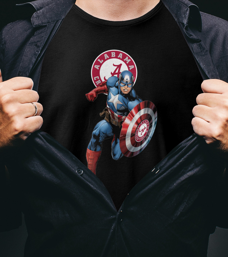 Alabama Crimson Tide Captain America Shield T-Shirt