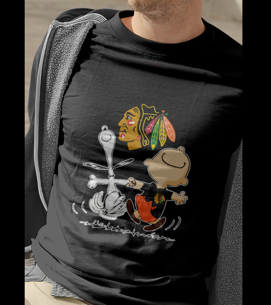 Chicago Blackhawks Peanuts Dancing Celebration T-Shirt