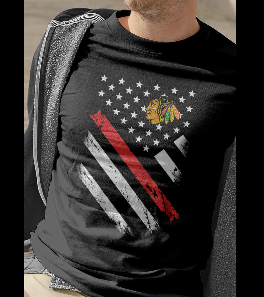 Chicago Blackhawks American Flag Stars And Stripes T-Shirt