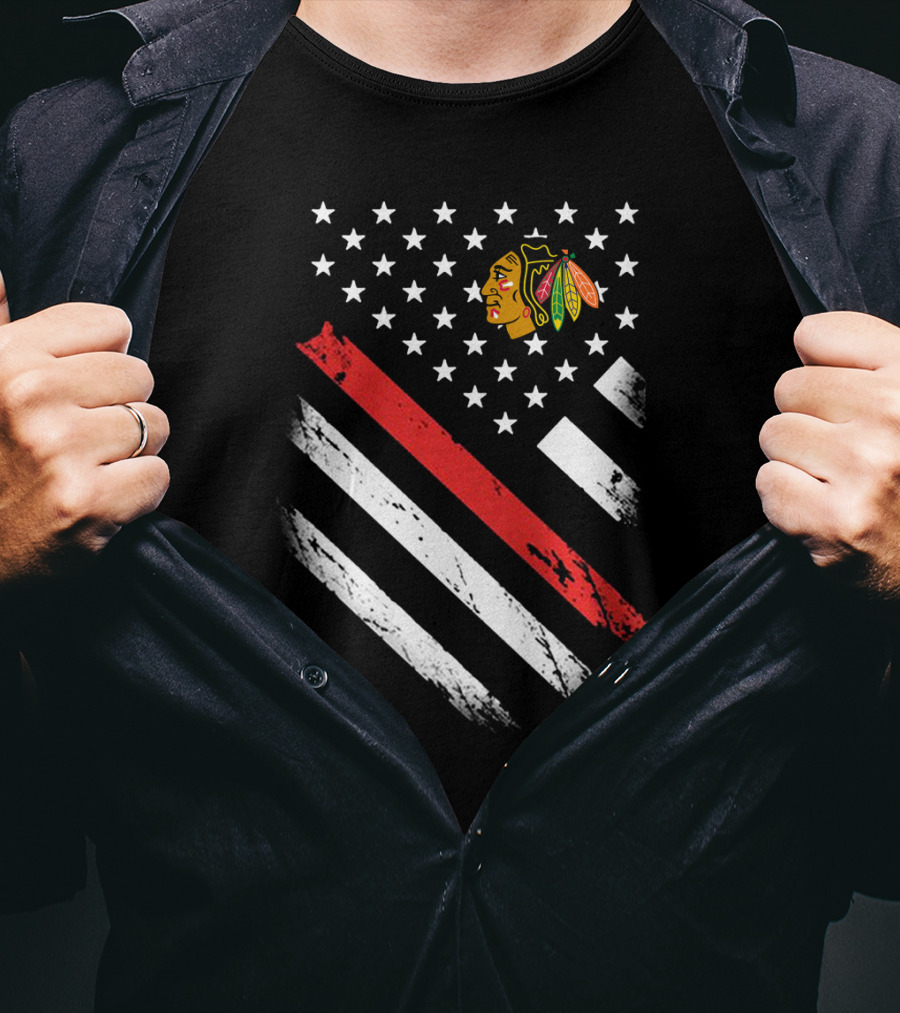 Chicago Blackhawks American Flag Stars And Stripes T-Shirt