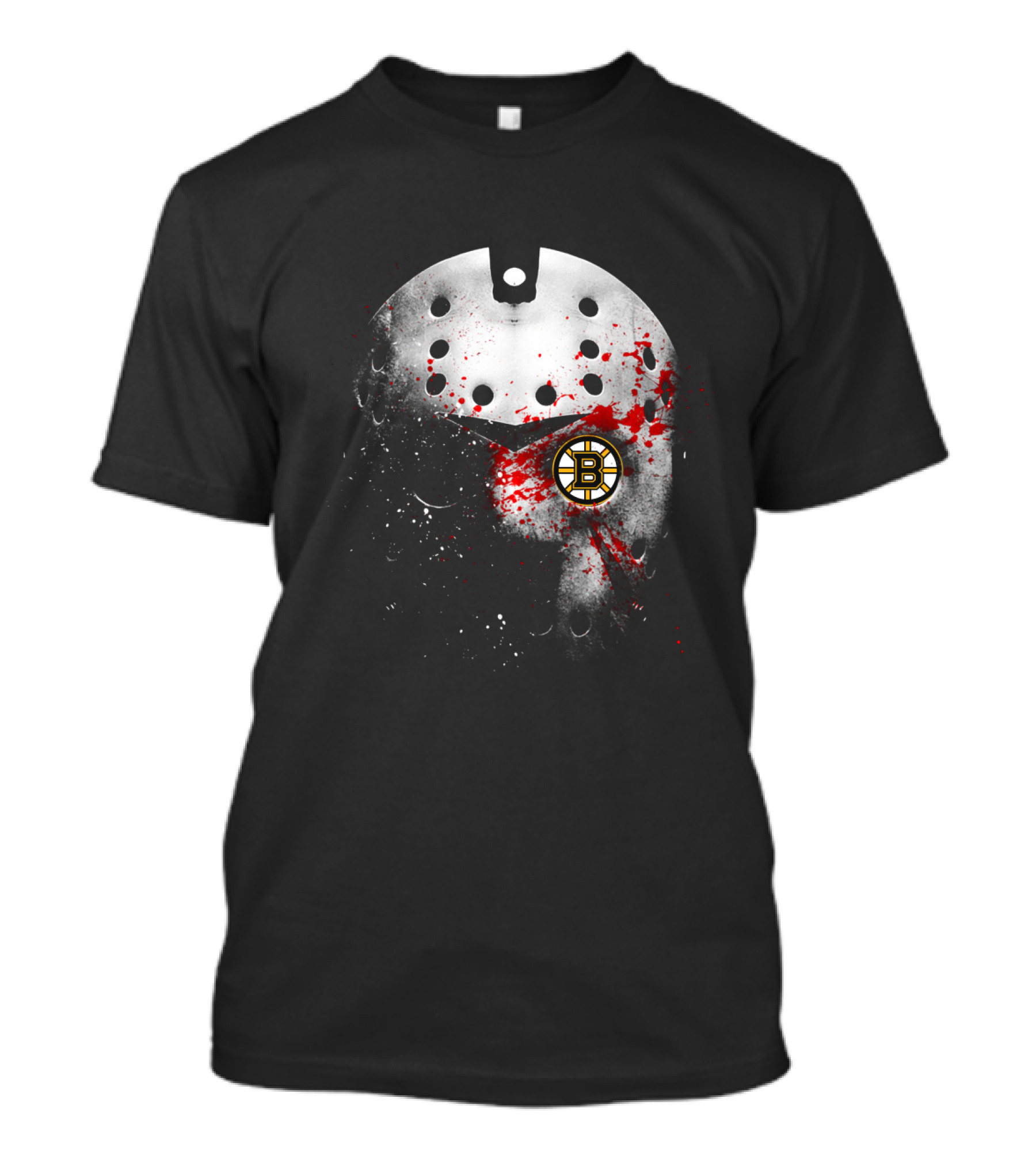 Boston Bruins Hockey Mask Blood Splatter T-Shirt