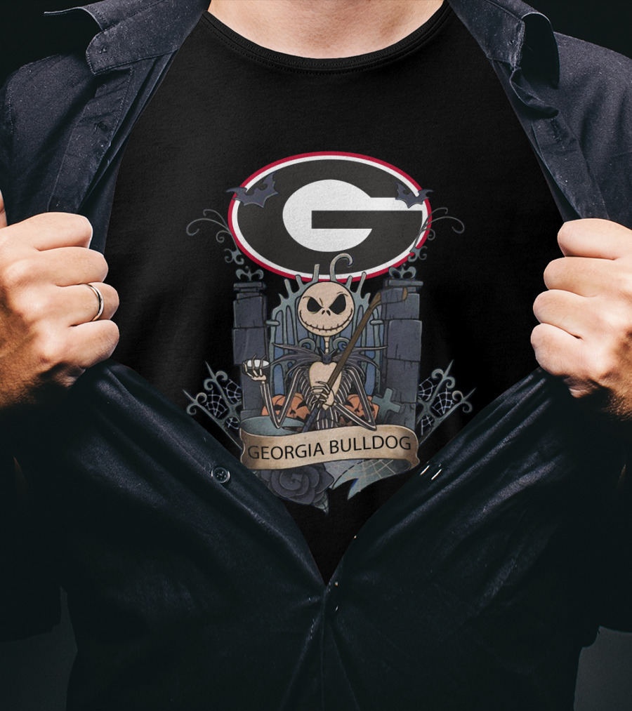 Georgia Bulldog Football Jack Skellington Graveyard T-Shirt