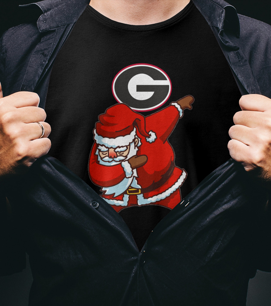 Georgia Bulldogs Santa Dab Logo Christmas Football T-Shirt