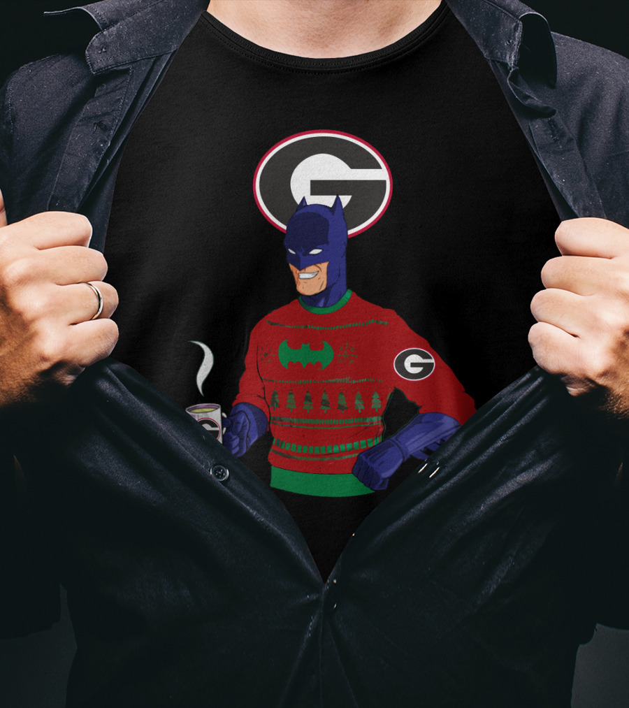 Georgia Bulldogs Batman Christmas Sweater With Logo And Coffee Mug T-Shirt