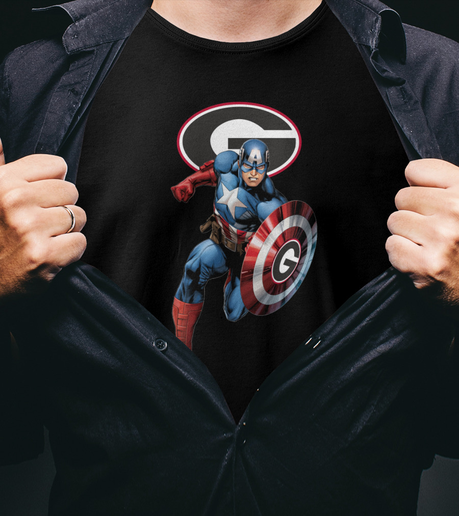 Georgia Bulldogs Football Superhero Shield T-Shirt