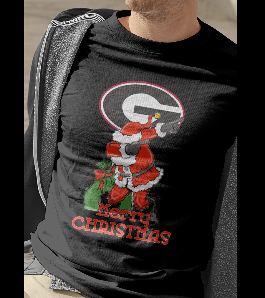 Georgia Bulldogs Merry Christmas Santa T-Shirt