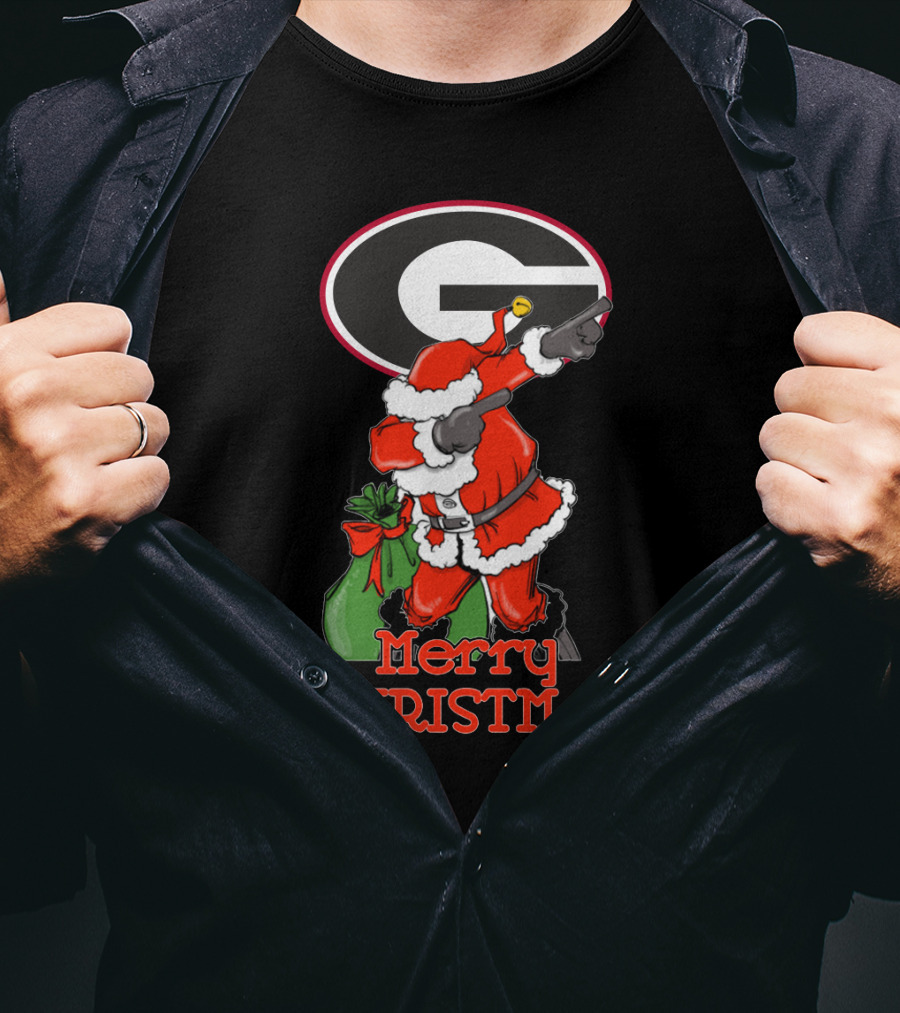 Georgia Bulldogs Merry Christmas Santa T-Shirt