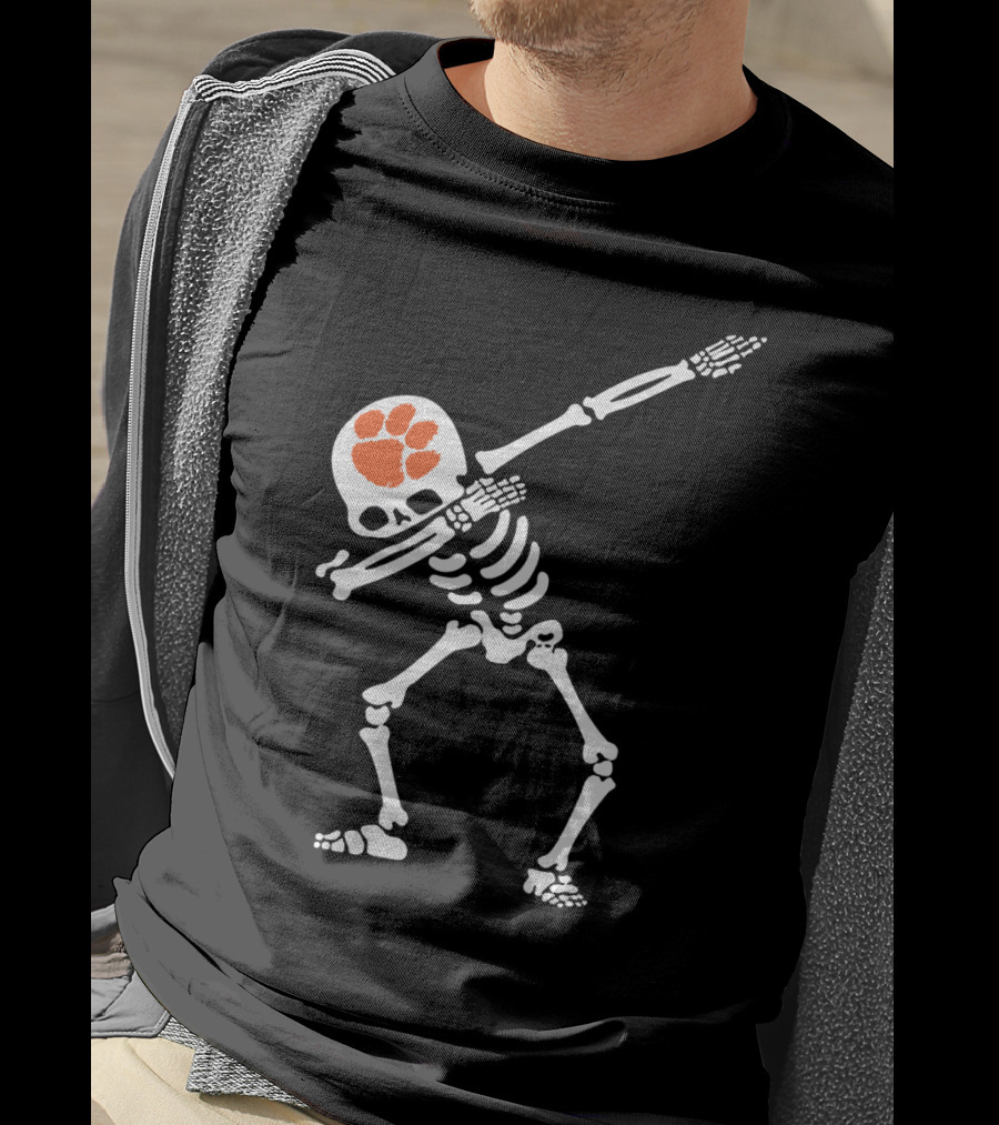 Clemson Tigers Dabbing Skeleton With Paw T-Shirt