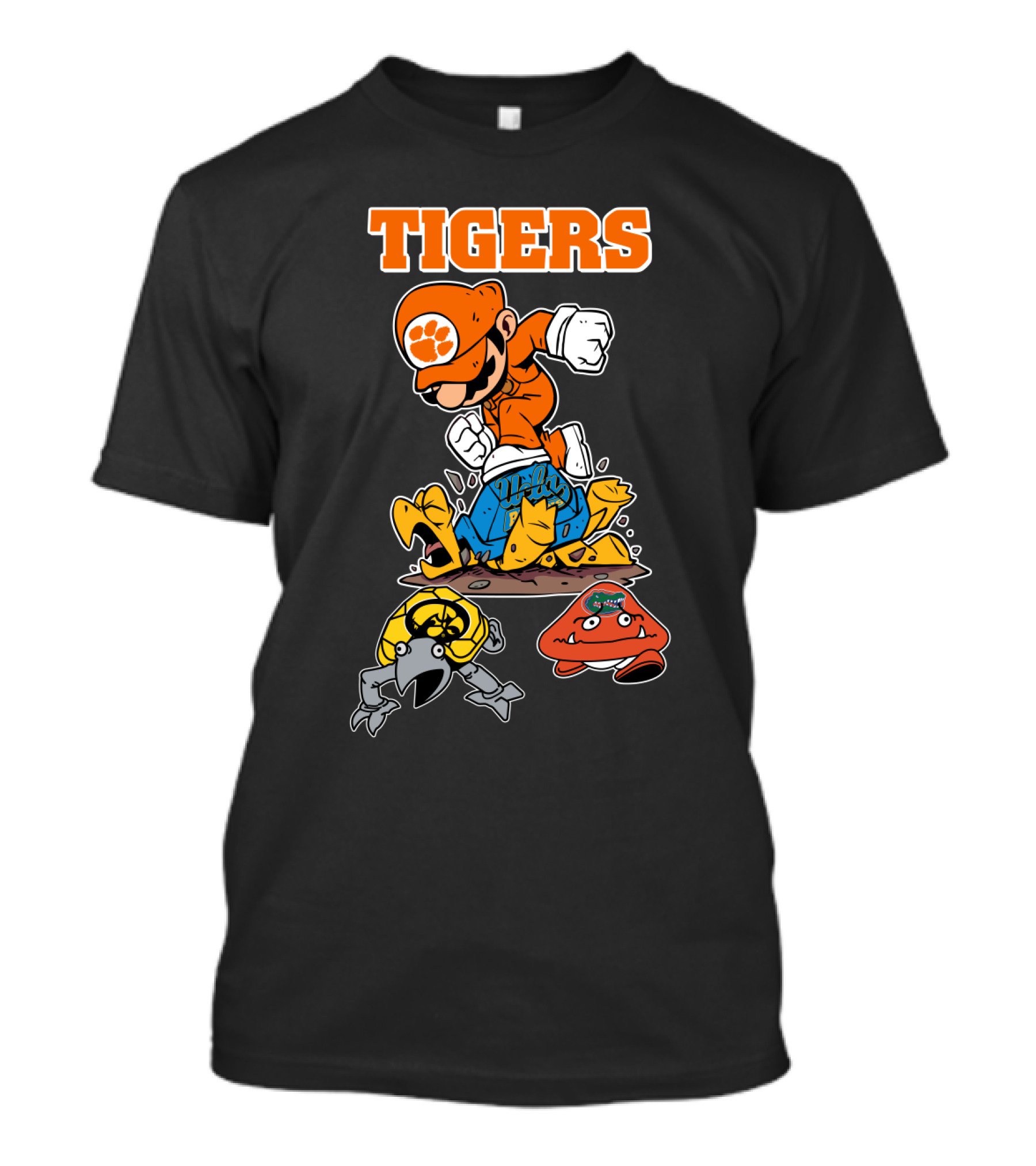 Tigers Clemson Parody Style Iconic Character Jumping Action T-Shirt