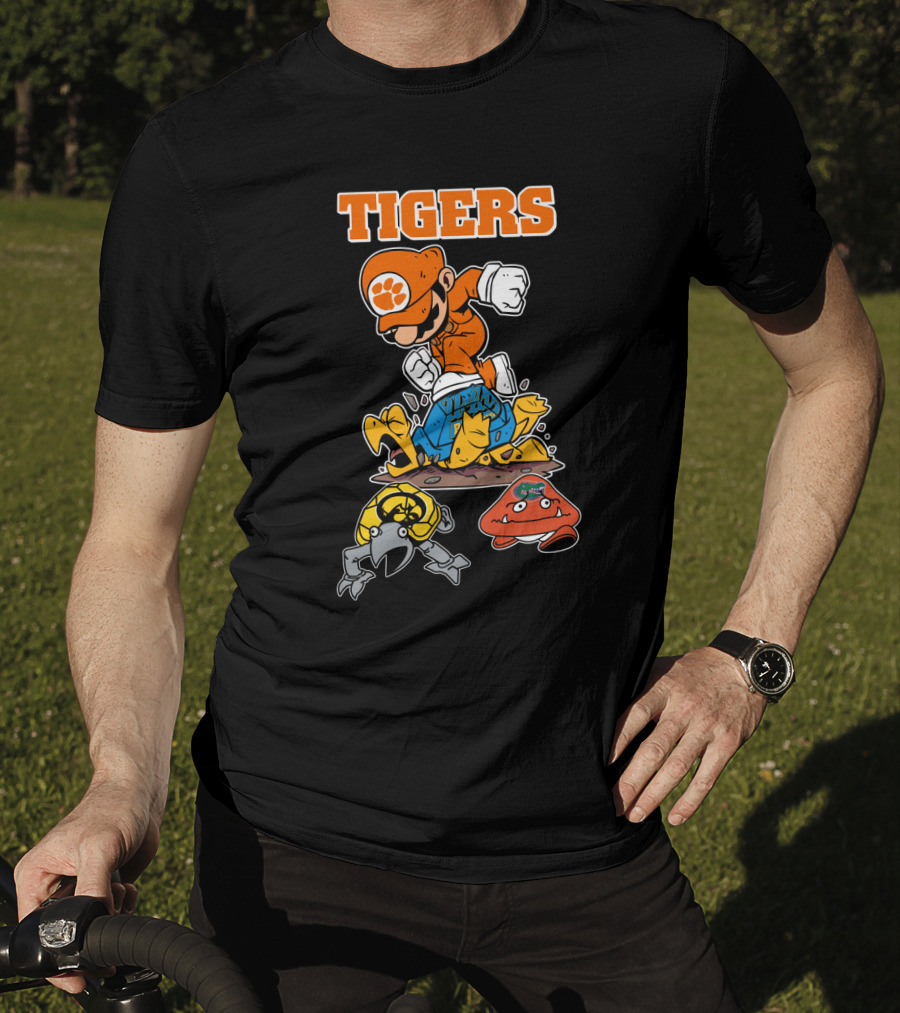 Tigers Clemson Parody Style Iconic Character Jumping Action T-Shirt