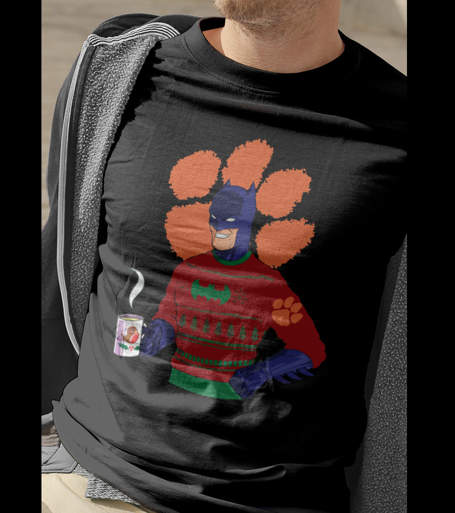 Clemson Tigers Christmas Sweater With Superhero And Holiday Mug T-Shirt