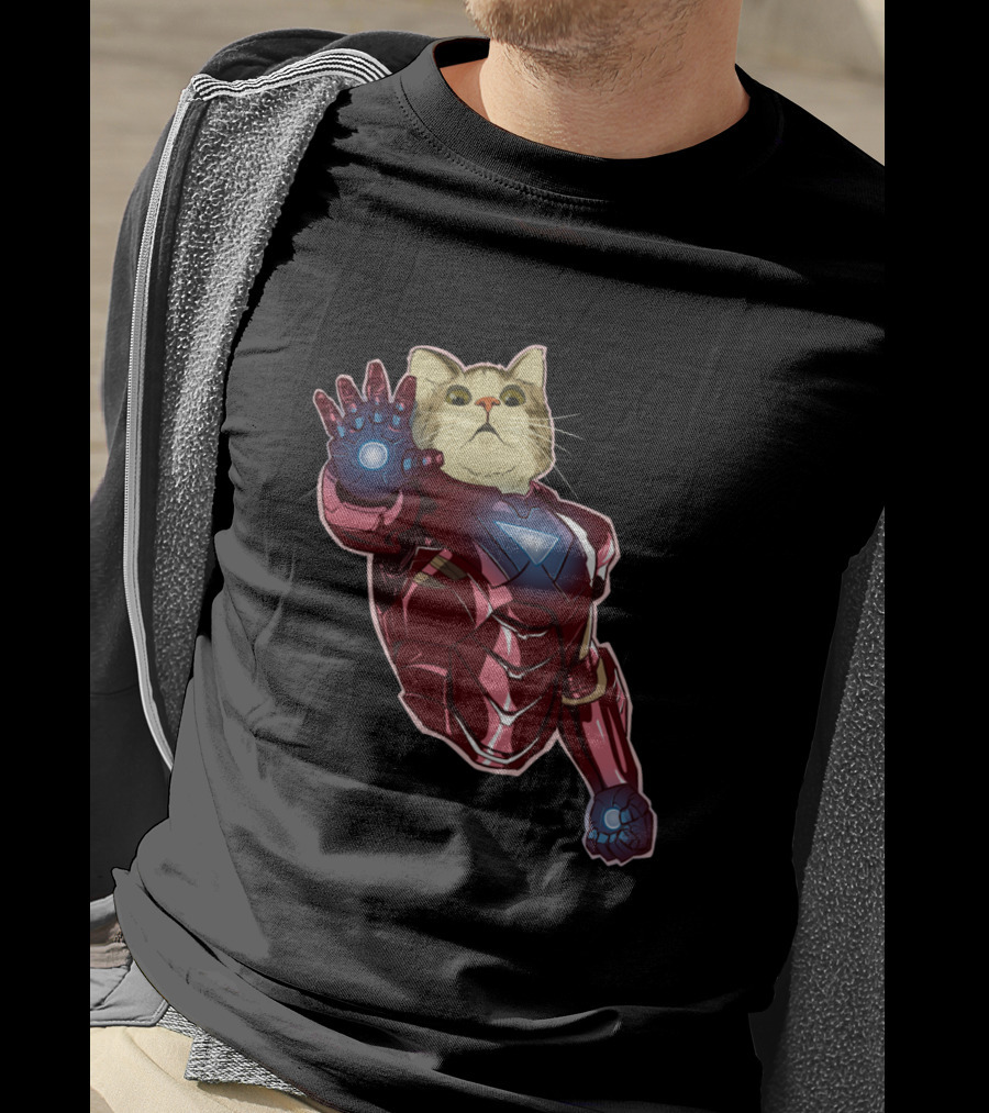 Cat Cute Iron Superhero Armor T-Shirt