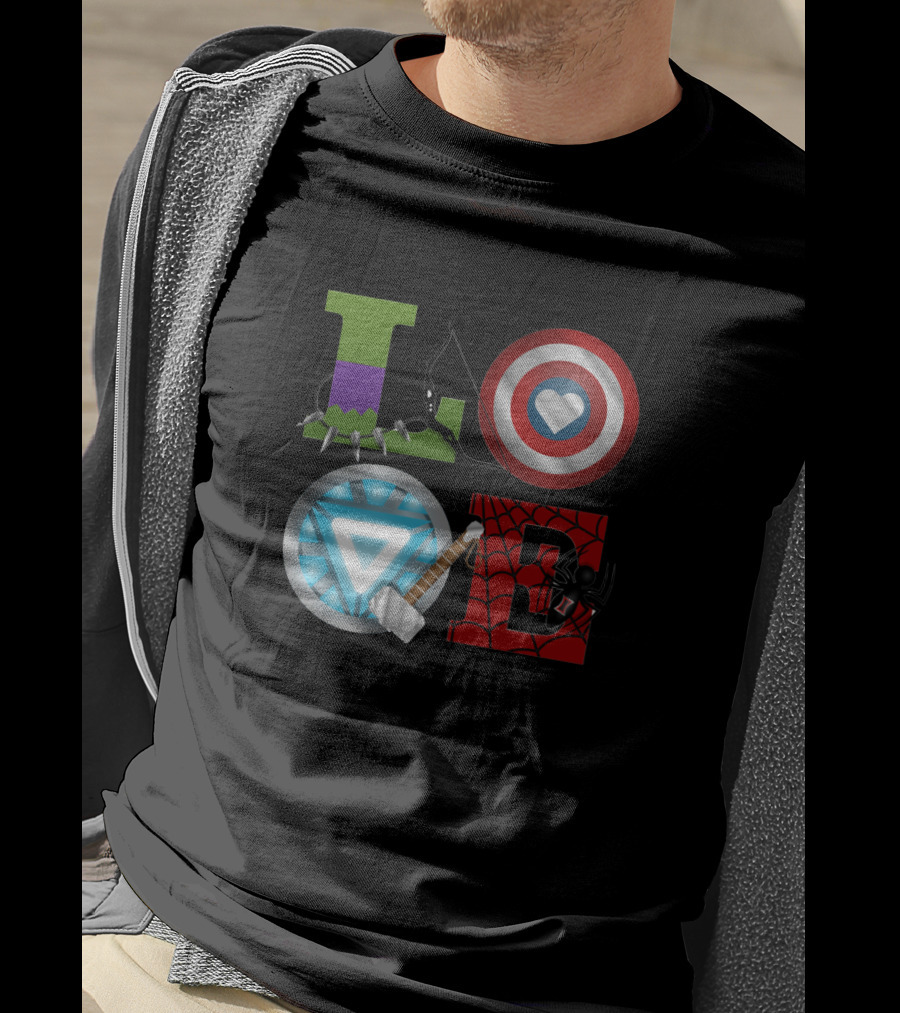 Avengers Love Hulk Captain America Iron Man Thor Spider-Man T-Shirt
