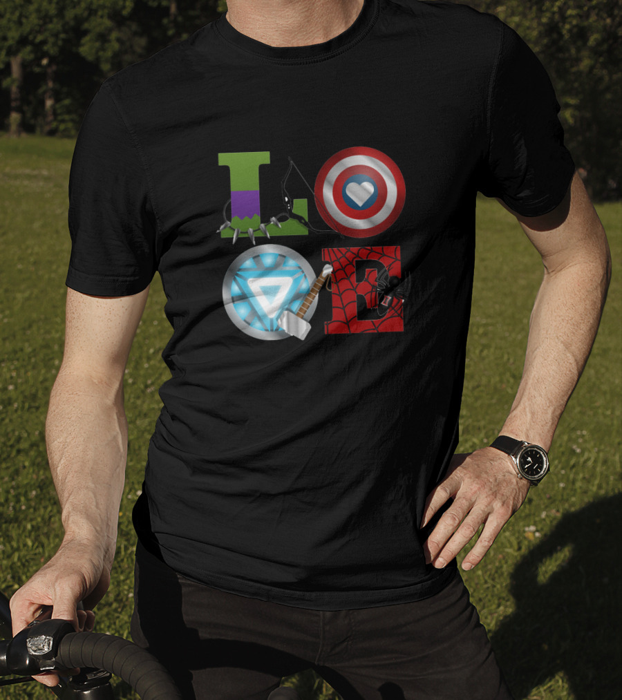 Avengers Love Hulk Captain America Iron Man Thor Spider-Man T-Shirt