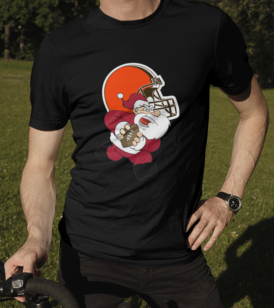 Cleveland Browns Santa Football Helmet T-Shirt