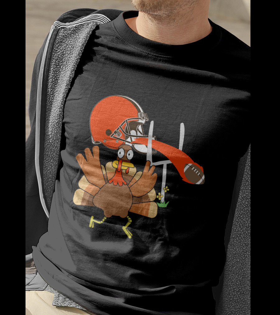 Cleveland Browns Turkey Thanksgiving Football Helmet T-Shirt