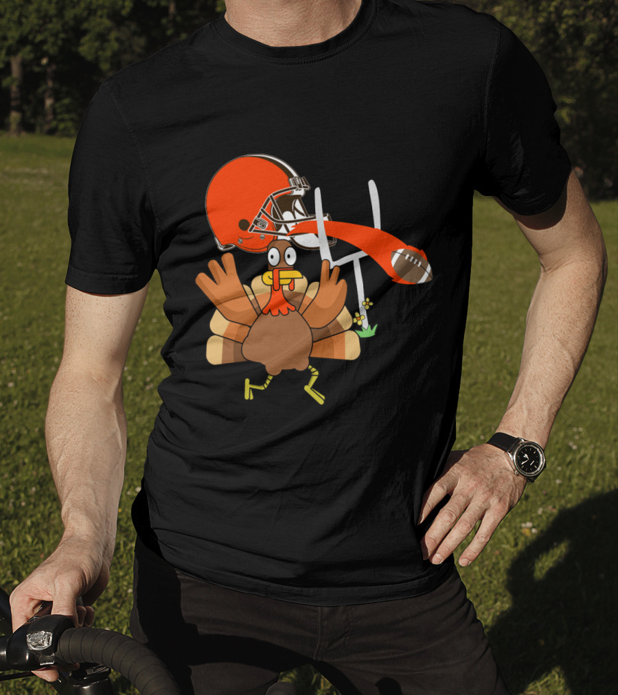 Cleveland Browns Turkey Thanksgiving Football Helmet T-Shirt