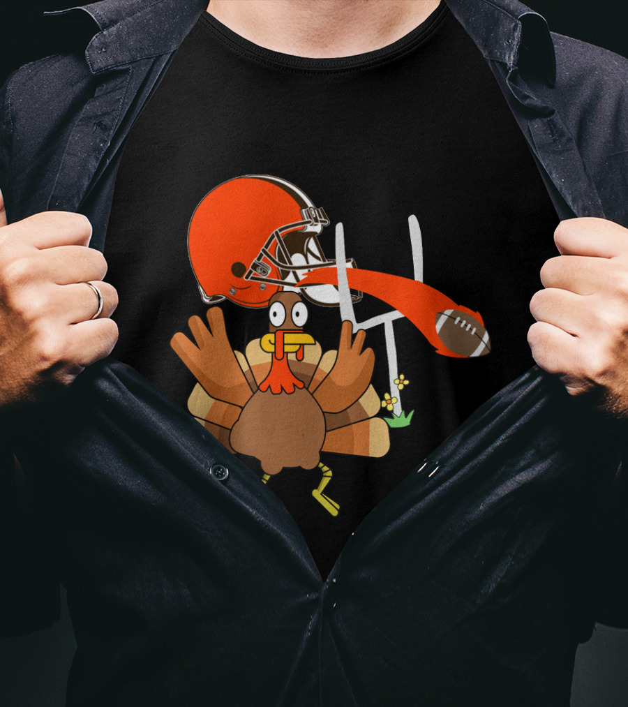 Cleveland Browns Turkey Thanksgiving Football Helmet T-Shirt