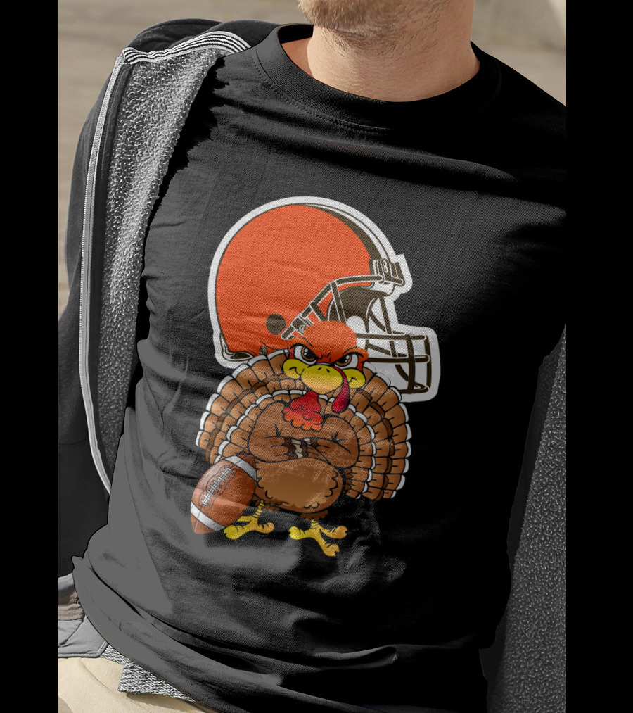 Cleveland Browns Angry Thanksgiving Turkey Football Helmet T-Shirt