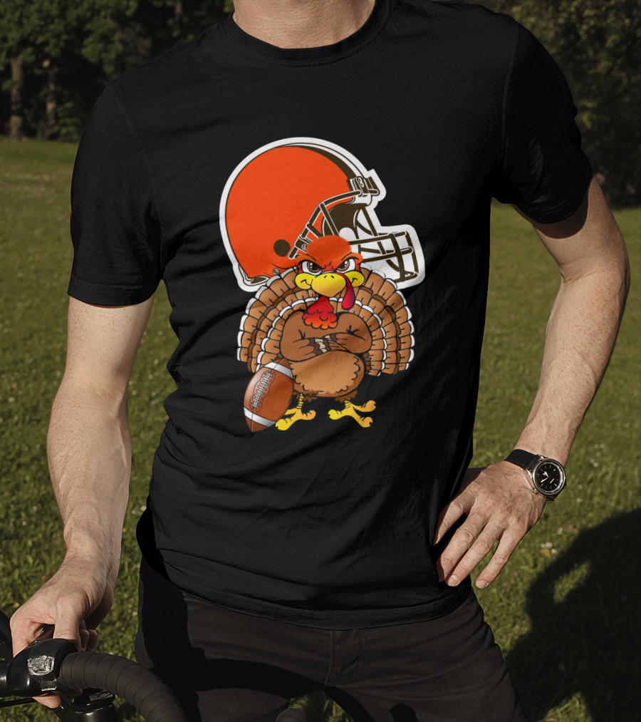 Cleveland Browns Angry Thanksgiving Turkey Football Helmet T-Shirt