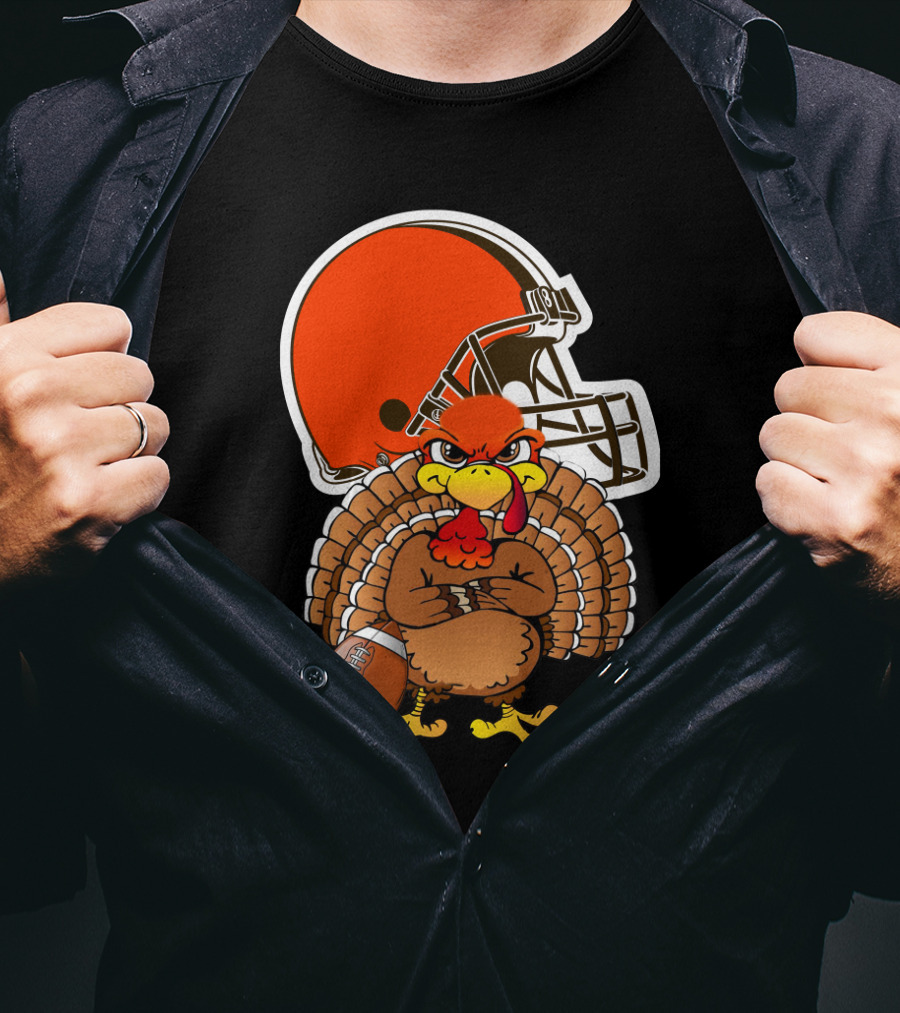 Cleveland Browns Angry Thanksgiving Turkey Football Helmet T-Shirt