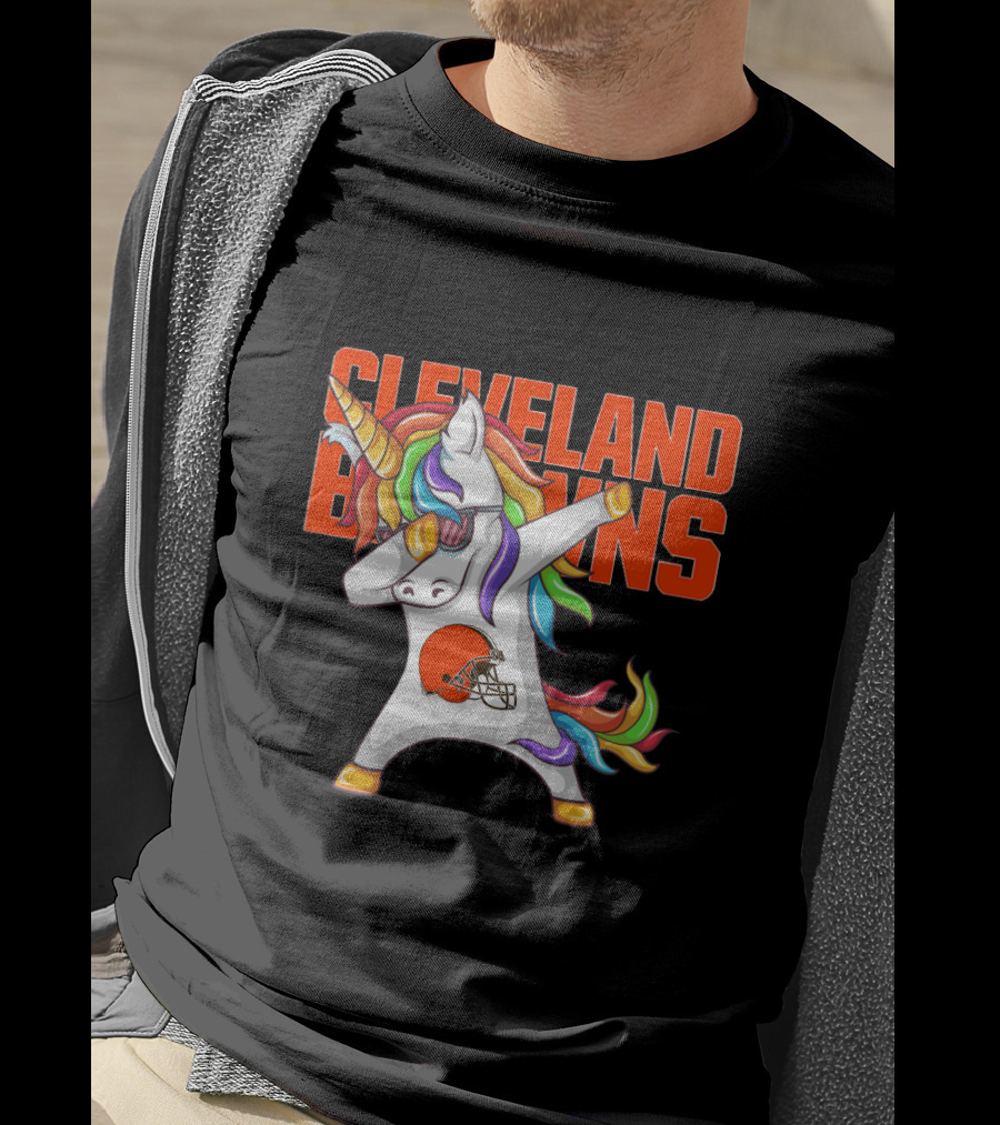 Cleveland Browns Rainbow Unicorn Football Helmet T-Shirt