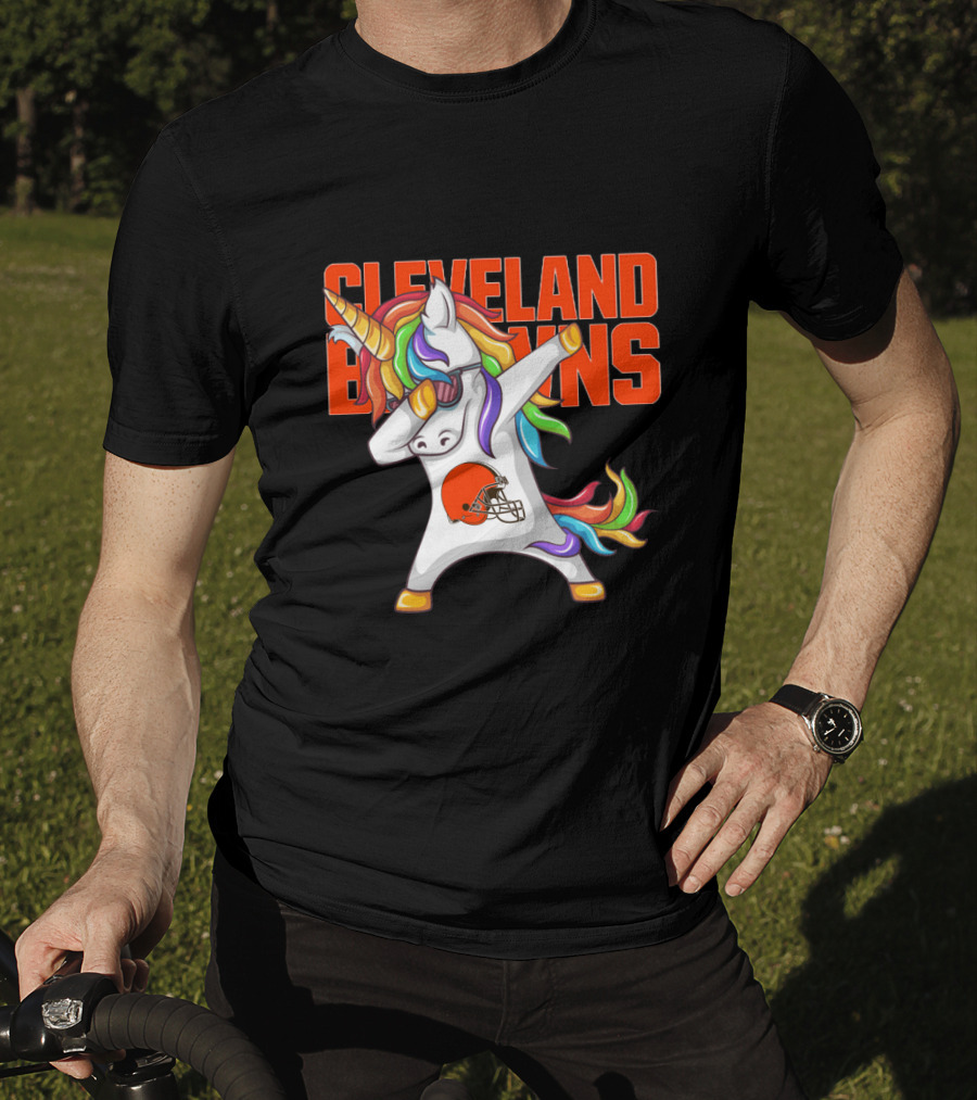 Cleveland Browns Rainbow Unicorn Football Helmet T-Shirt