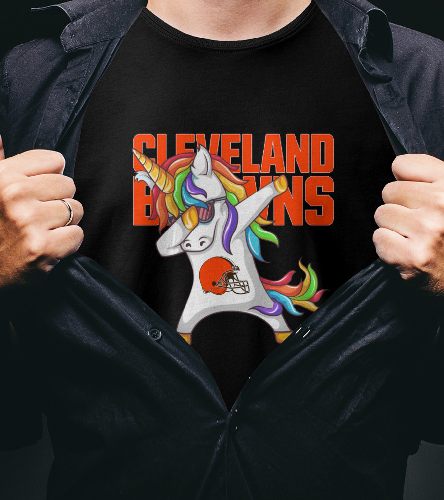 Cleveland Browns Rainbow Unicorn Football Helmet T-Shirt
