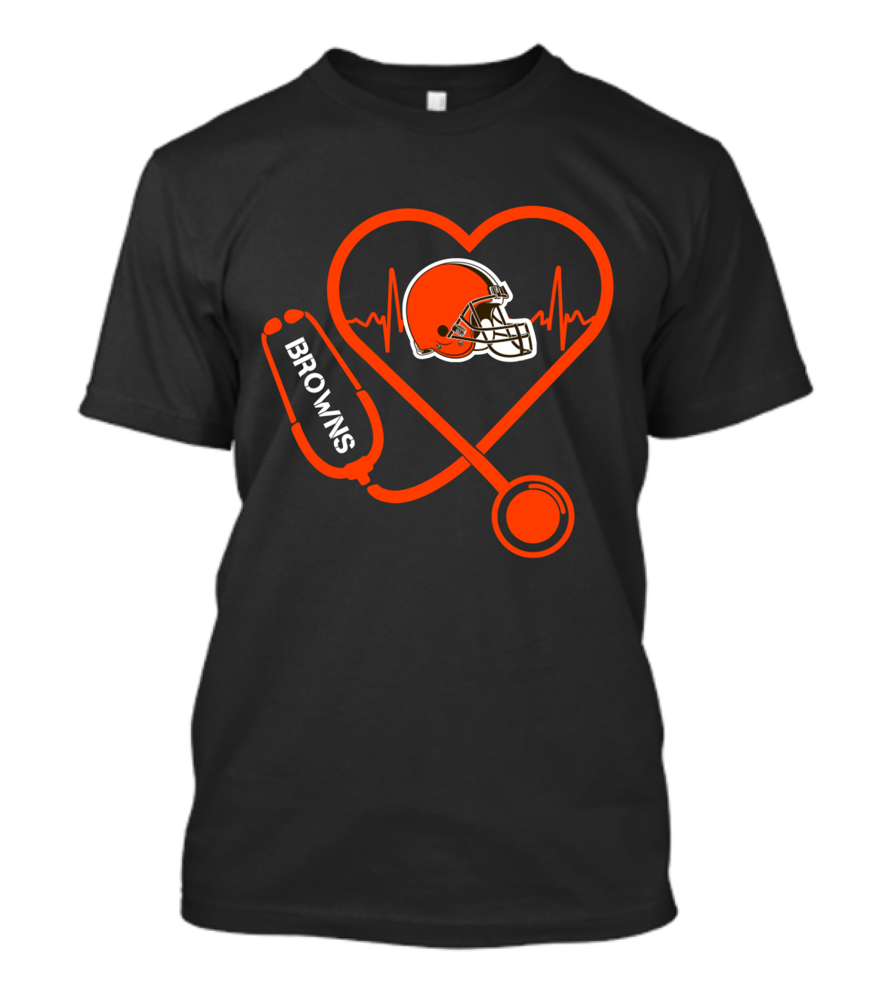 Cleveland Browns Heartbeat Stethoscope Football Helmet Passion T-Shirt