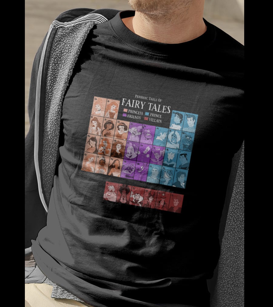 Periodic Table Of Fairy Tales Princess Prince Friends Villain Disney Films T-Shirt
