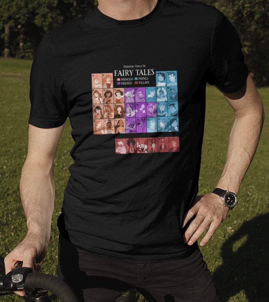 Periodic Table Of Fairy Tales Princess Prince Friends Villain Disney Films T-Shirt